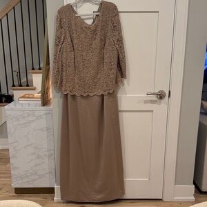 Alex Evenings Tan Lace Wedding Dress